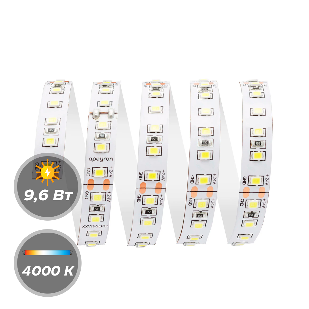 Светодиодная лента 20Вт SMD 2835 24B IP20 4000K 5м
