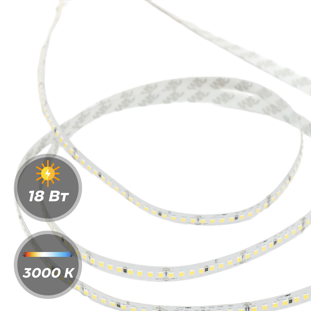 Светодиодная лента М1LIGHT PRO new 2835 18W 24В 196LED/m 2340LM/m 3000К, 4000К 5м