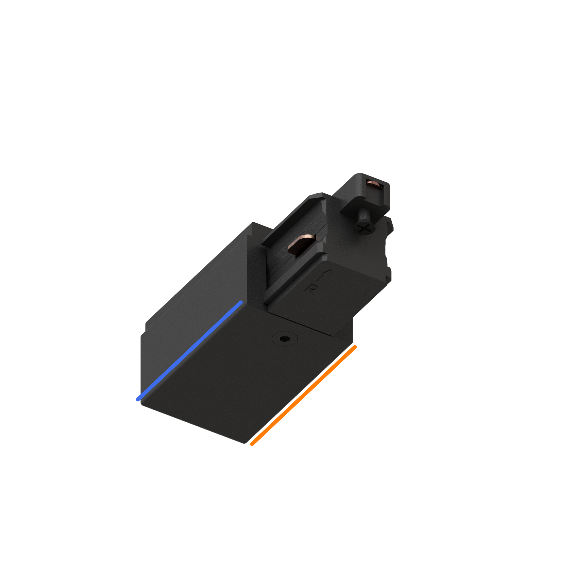 Питающий коннектор правый 220вт COMPACT KRAAB SYSTEMS POWERLINE Черный