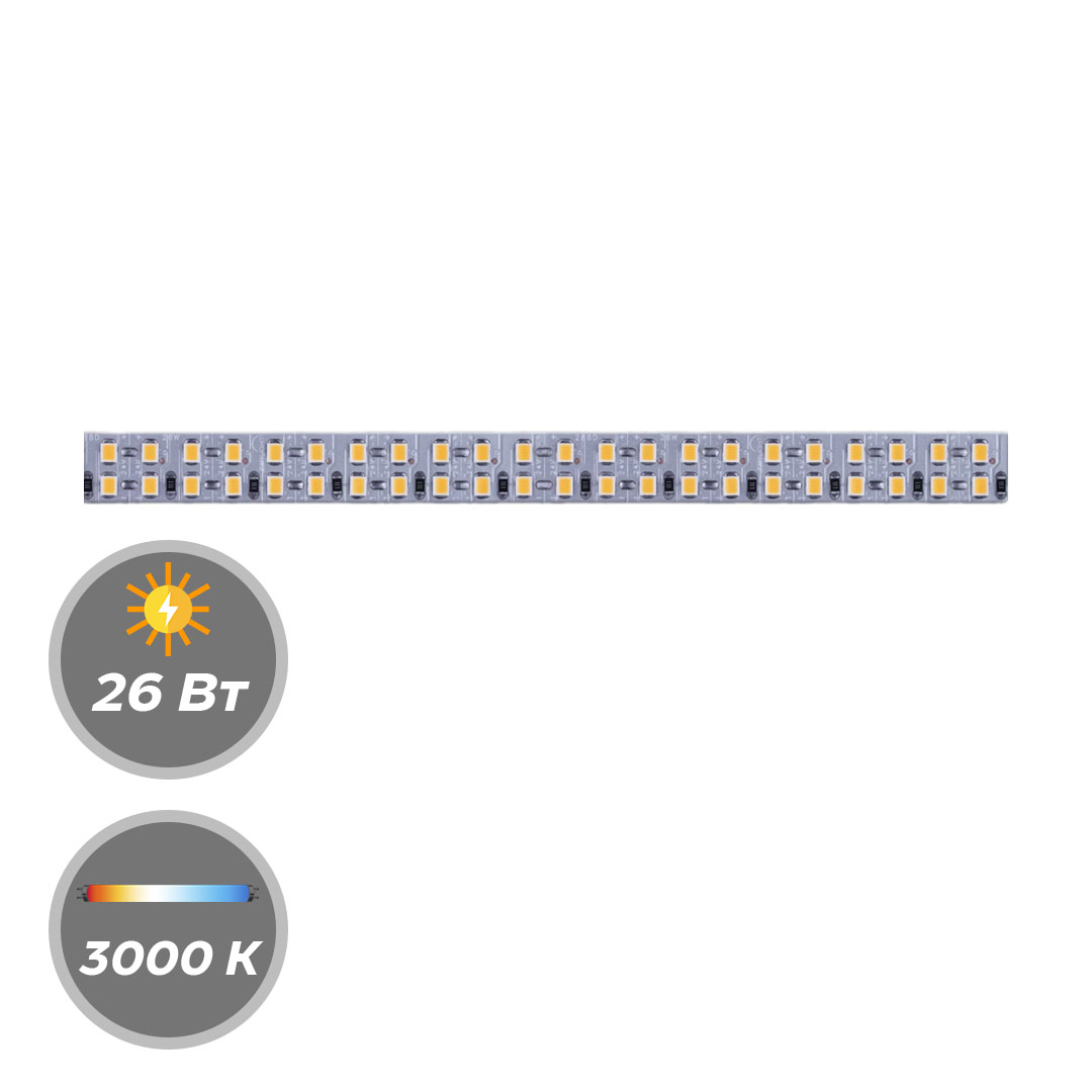 Светодиодная лента М1LIGHT LUX+4L 2835 26W 24В 288LED/m 4160LM/m 3000К - 4000К двухрядная 5м