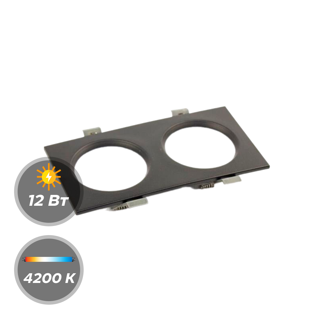 Панель LED 12W 4200К Квадрат PRACTIC DUO Черная