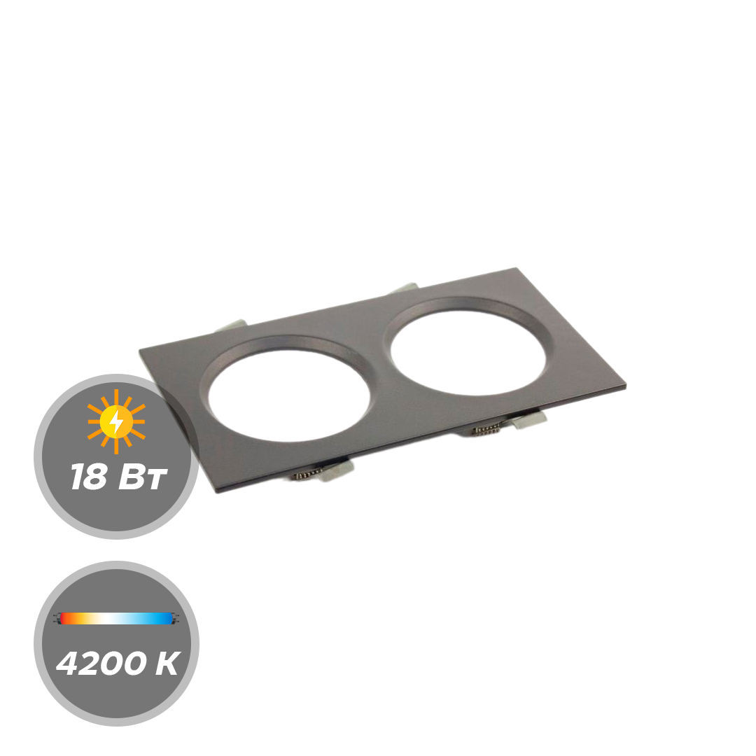 Панель LED 18W 4200К Квадрат PRACTIC DUO Черная