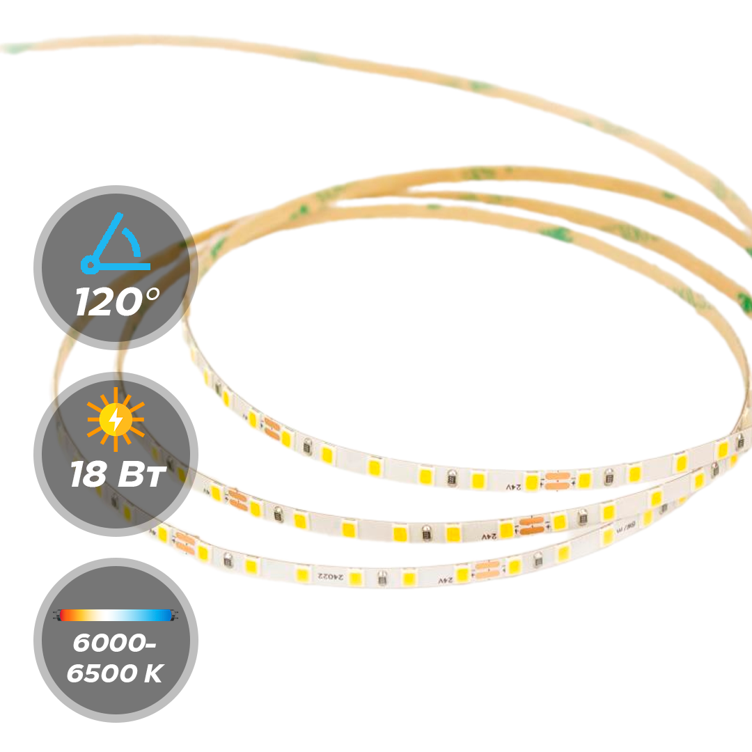 Светодиодная лента узкая LEDS POWER 24В 8,0W 120 диодов/м серия STANDART 5м