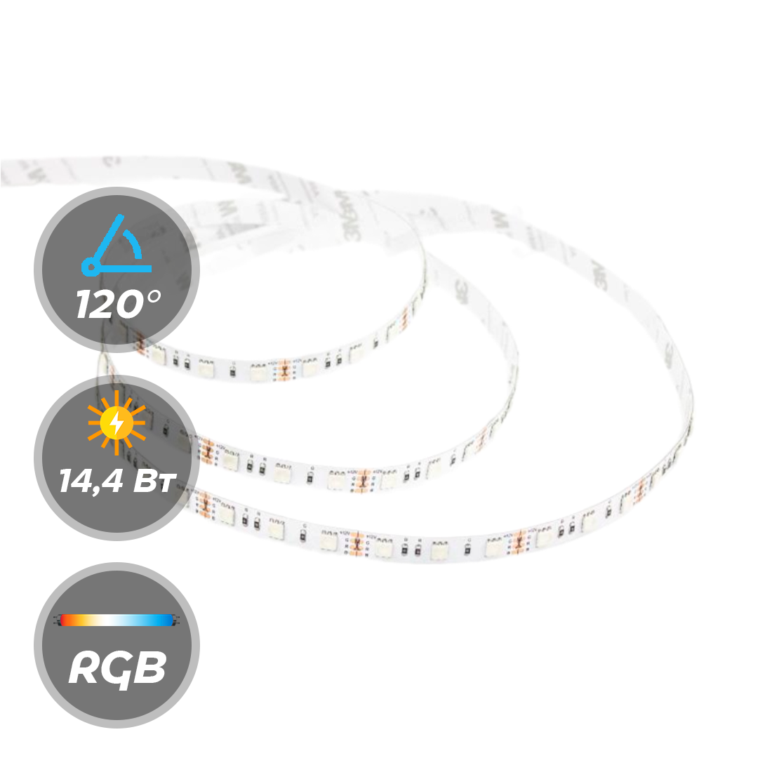 Светодиодная лента LEDS POWER 24В 14,4W 60 диодов/м RGB серия STANDART 5м
