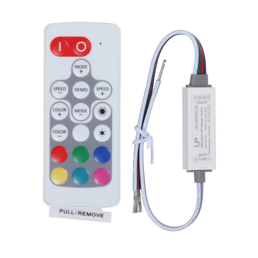 Контроллер 5-24 В RGB T-130-S Mini RF 6A Белый