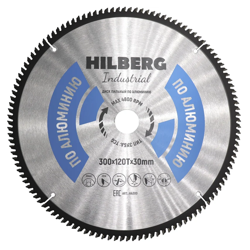 Диск пильный 300x30x120Т Hilberg Industrial HA300 Алюминий