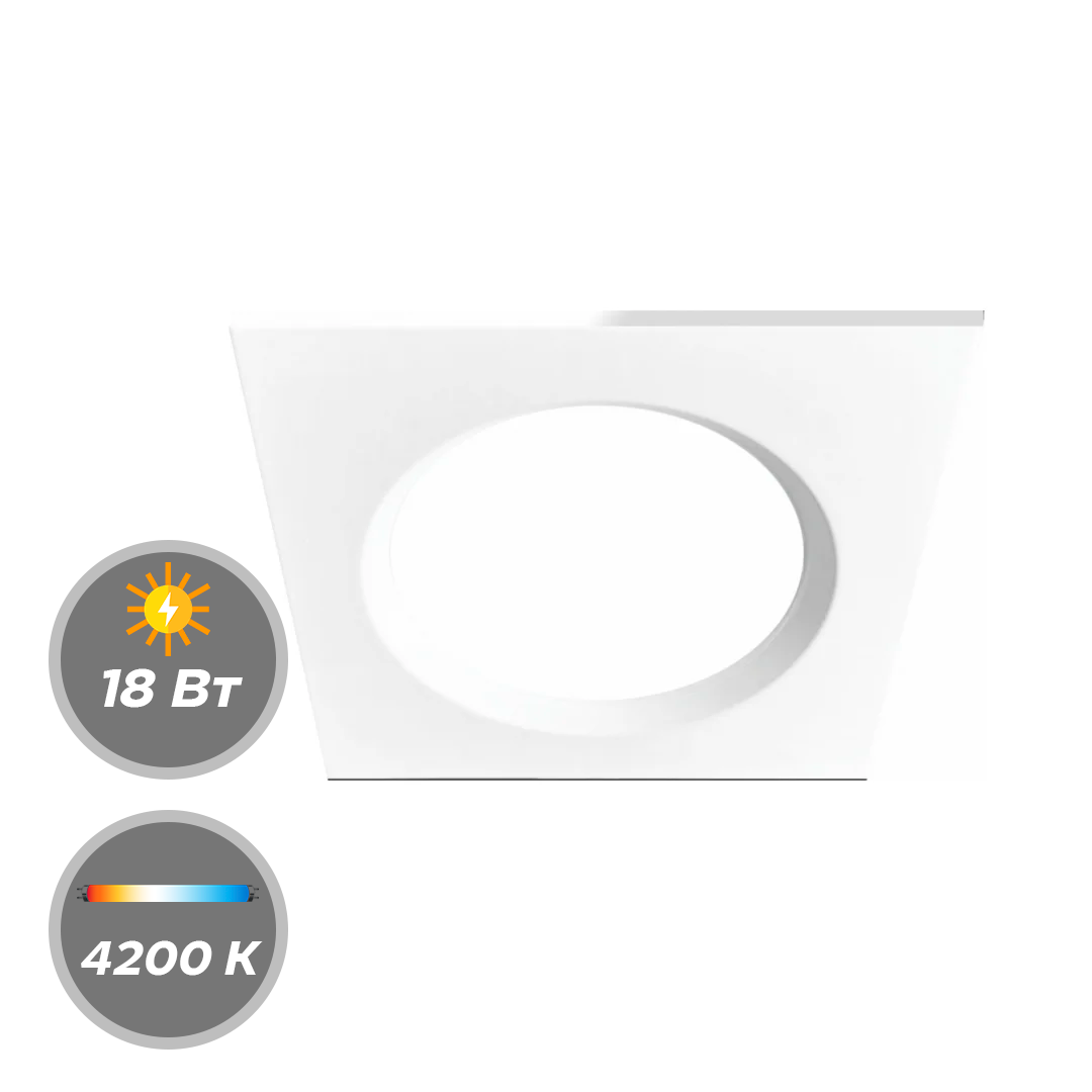 Панель LED 18W 4200К Квадрат PRACTIC Белая
