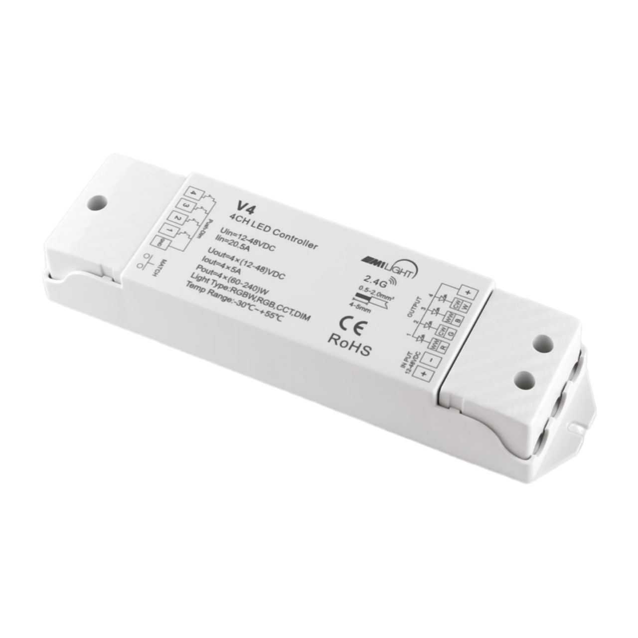 Контроллер 12-24 В М1Light RGB/RGBW 4*5 к пульту, универсальный V4