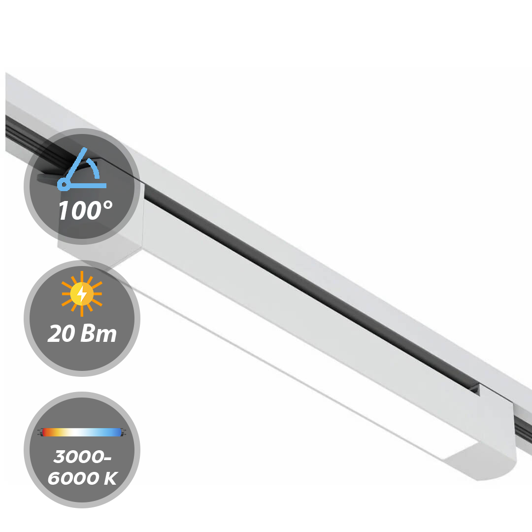 Светильник LumFer LINER 2TRA 20W-WH 3000/4000/6000K 100° Белый DIM 28831