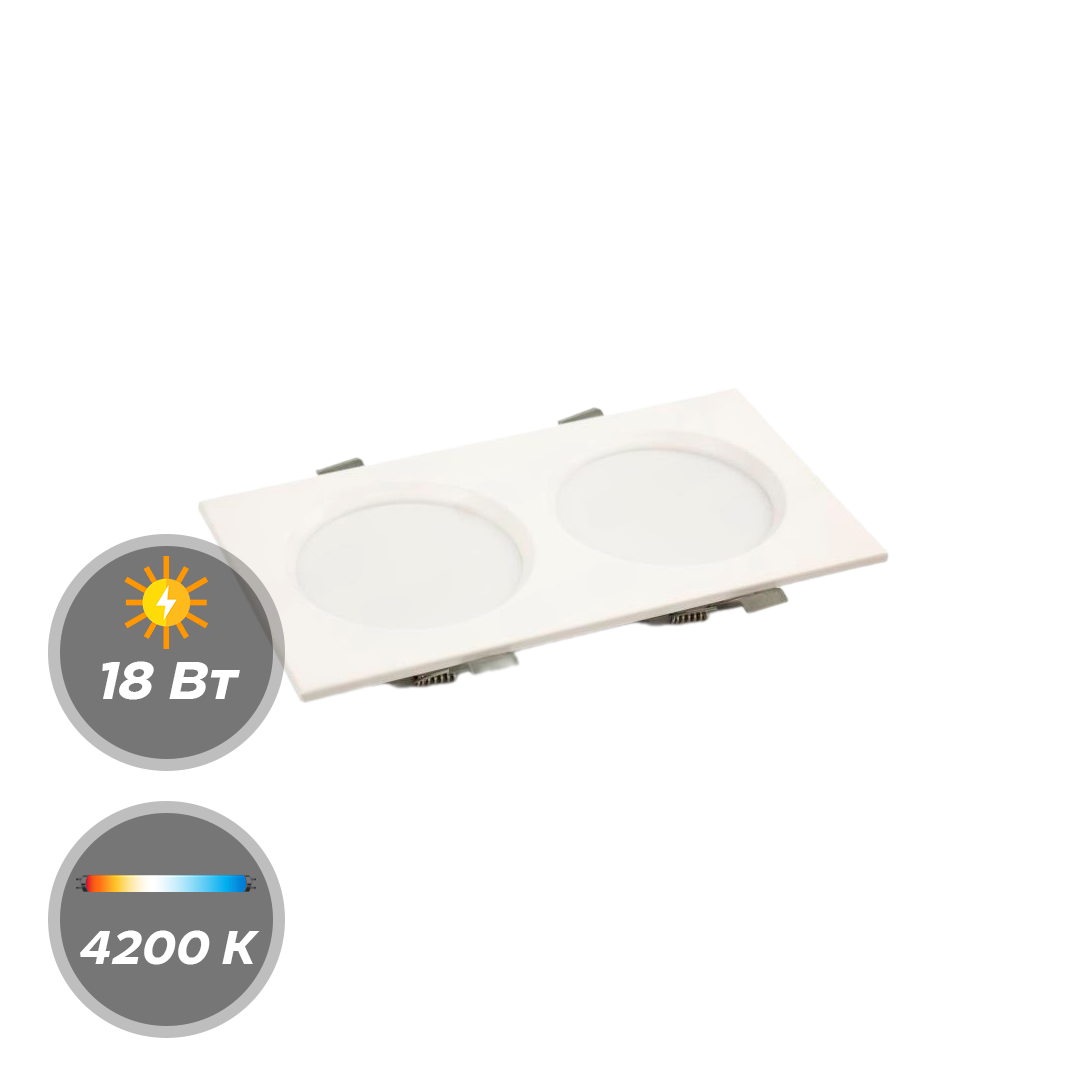 Панель LED 18W 4200К Квадрат PRACTIC DUO Белая
