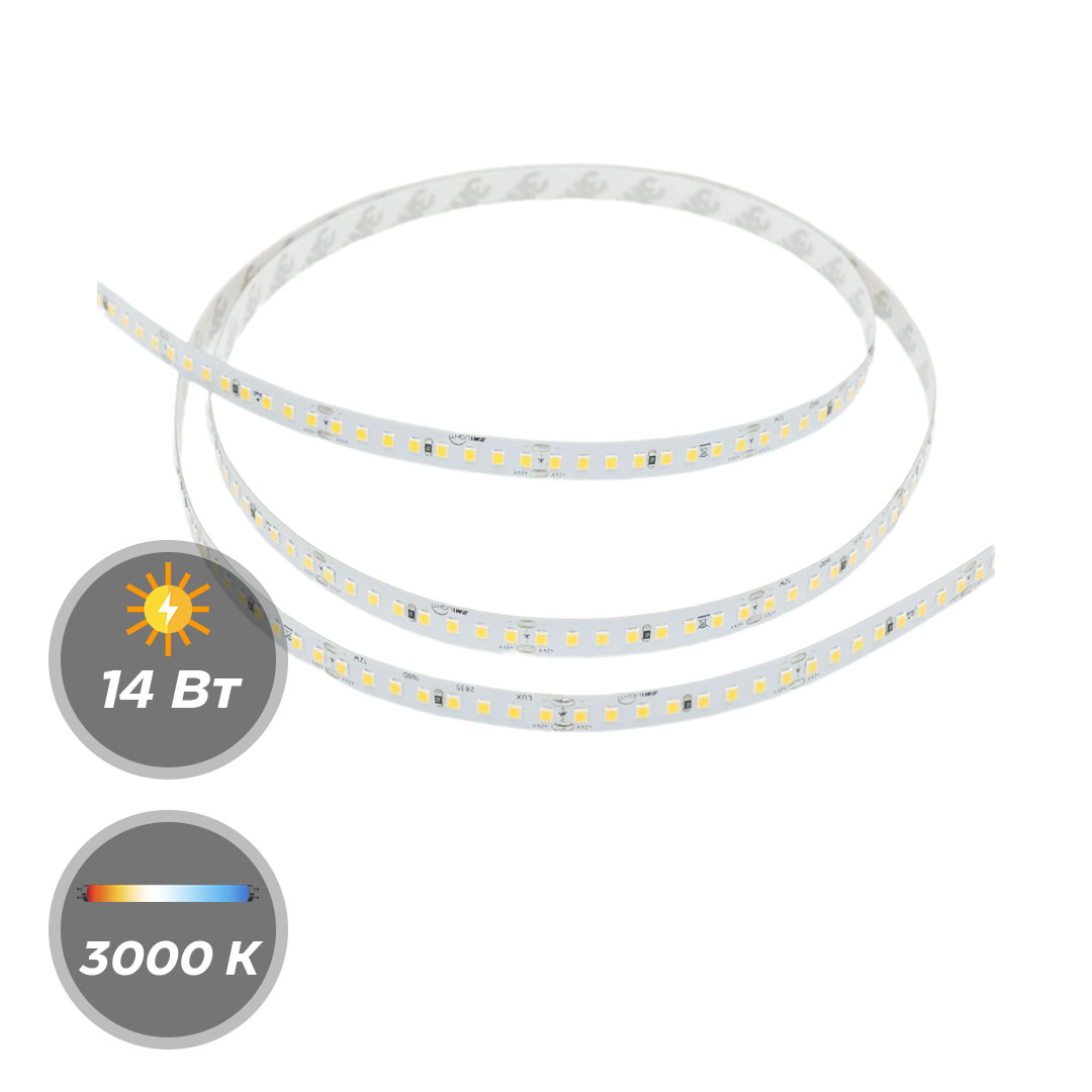 Светодиодная лента М1LIGHT LUX+4L 2835 14W 24В 160LED/m 2240LM/m 3000К 5м