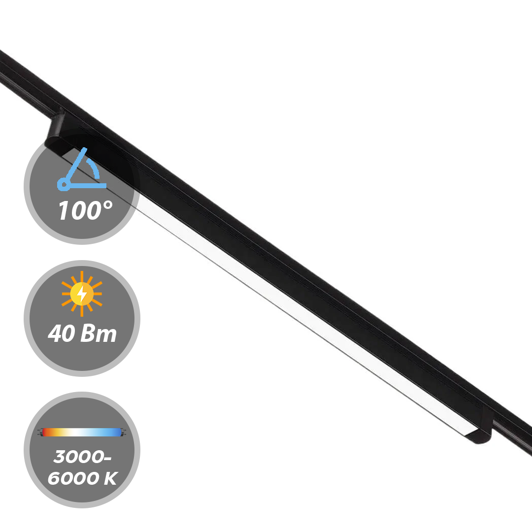 Светильник LumFer LINER 2TRA 40W-BL 3000/4000/6000K 100° Черный DIM 28836