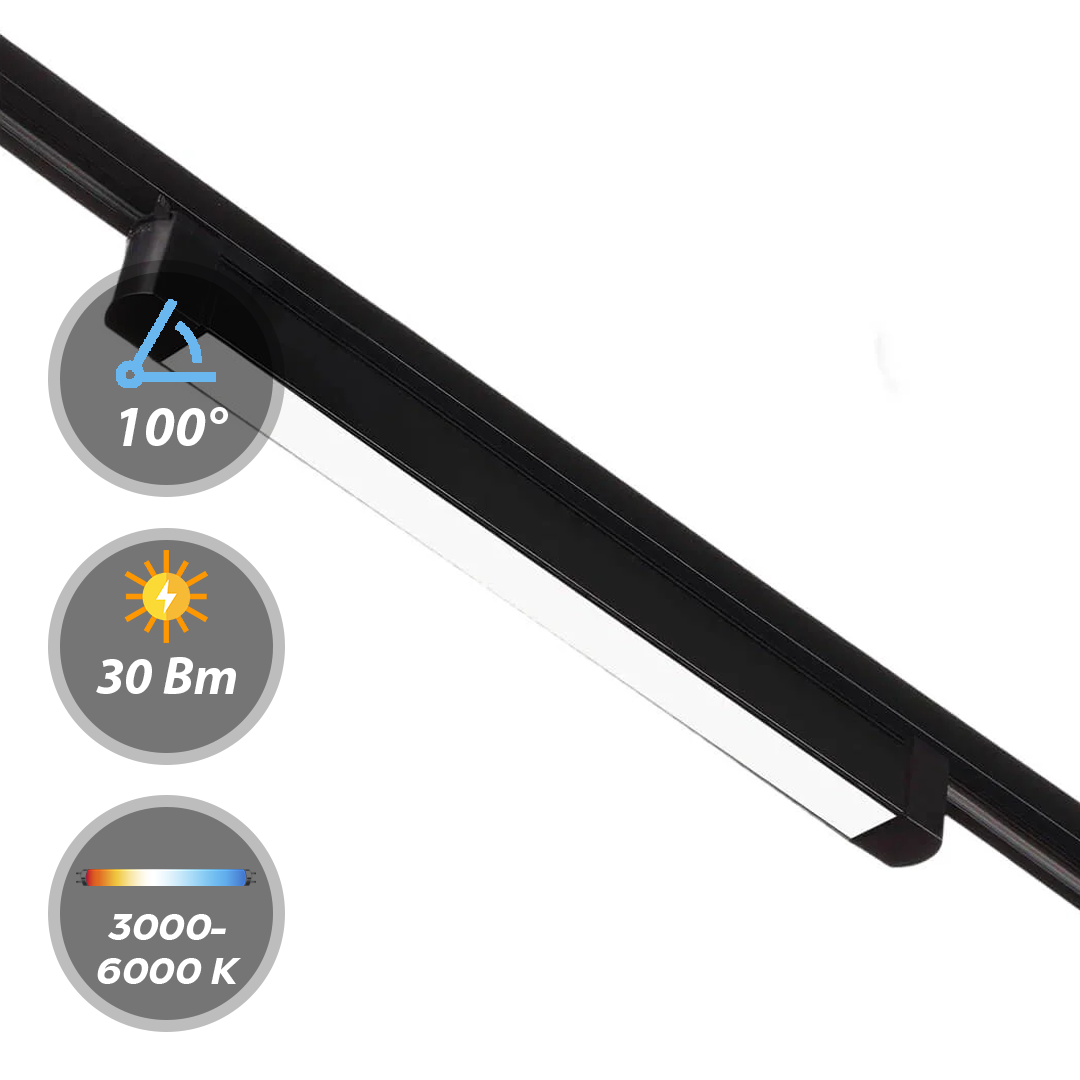 Светильник LumFer LINER 2TRA 30W-BL 3000/4000/6000K 100° Черный DIM 28834