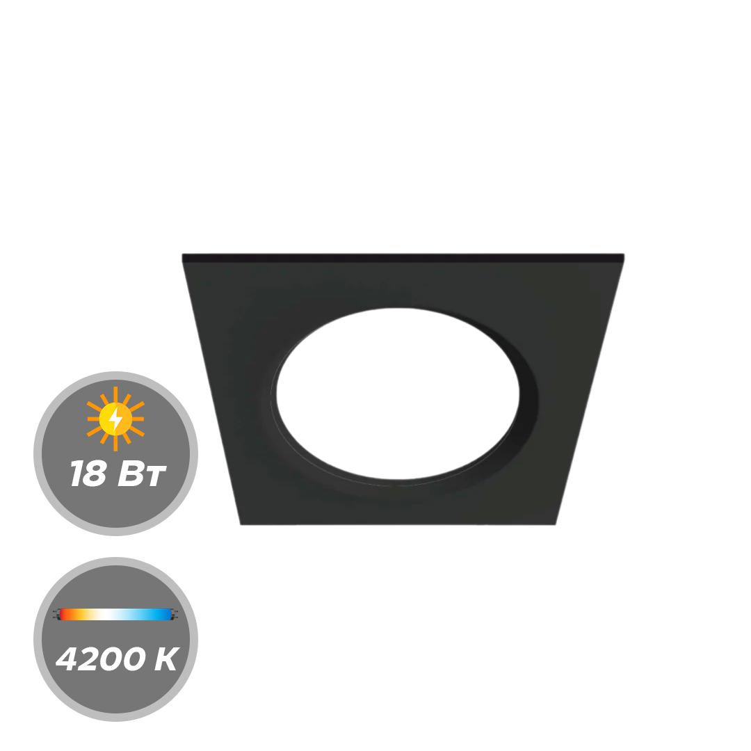Панель LED 18W 4200К Квадрат PRACTIC Черная