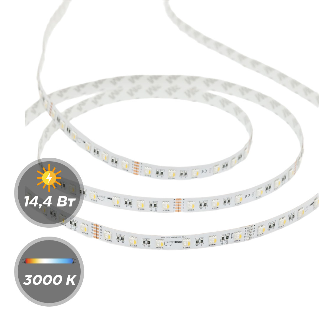 Светодиодная лента М1LIGHT PRO 5050 RGB 14,4W 24В 60 LED/m 5м