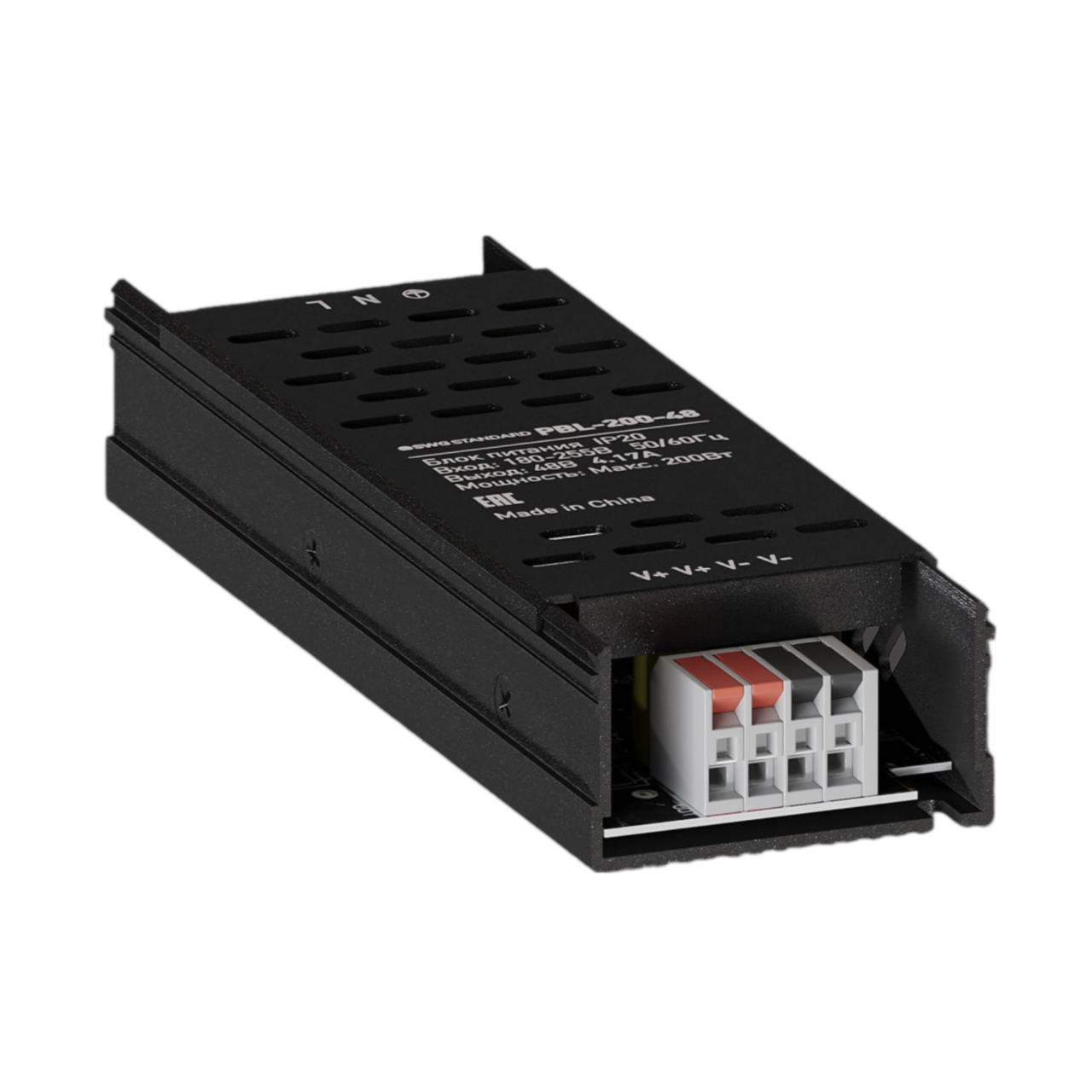 Блок питания SWG PBL-200-048 для трековых профилей: 48V, 200W, IP20