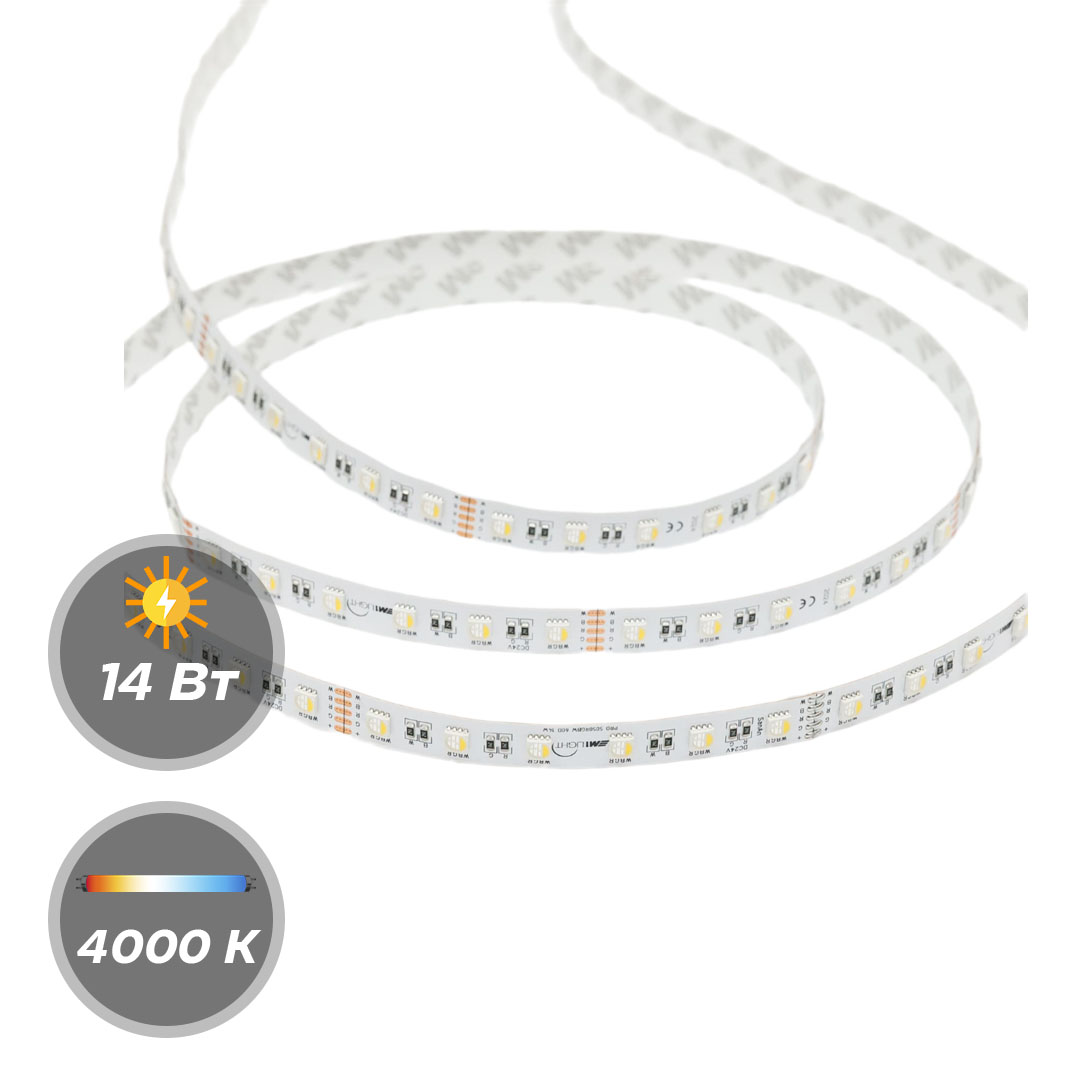 Светодиодная лента М1LIGHT PRO 5050 RGBNW 14W 24В 1400LM/m 60 LED/m 4000K, 6000К 5м