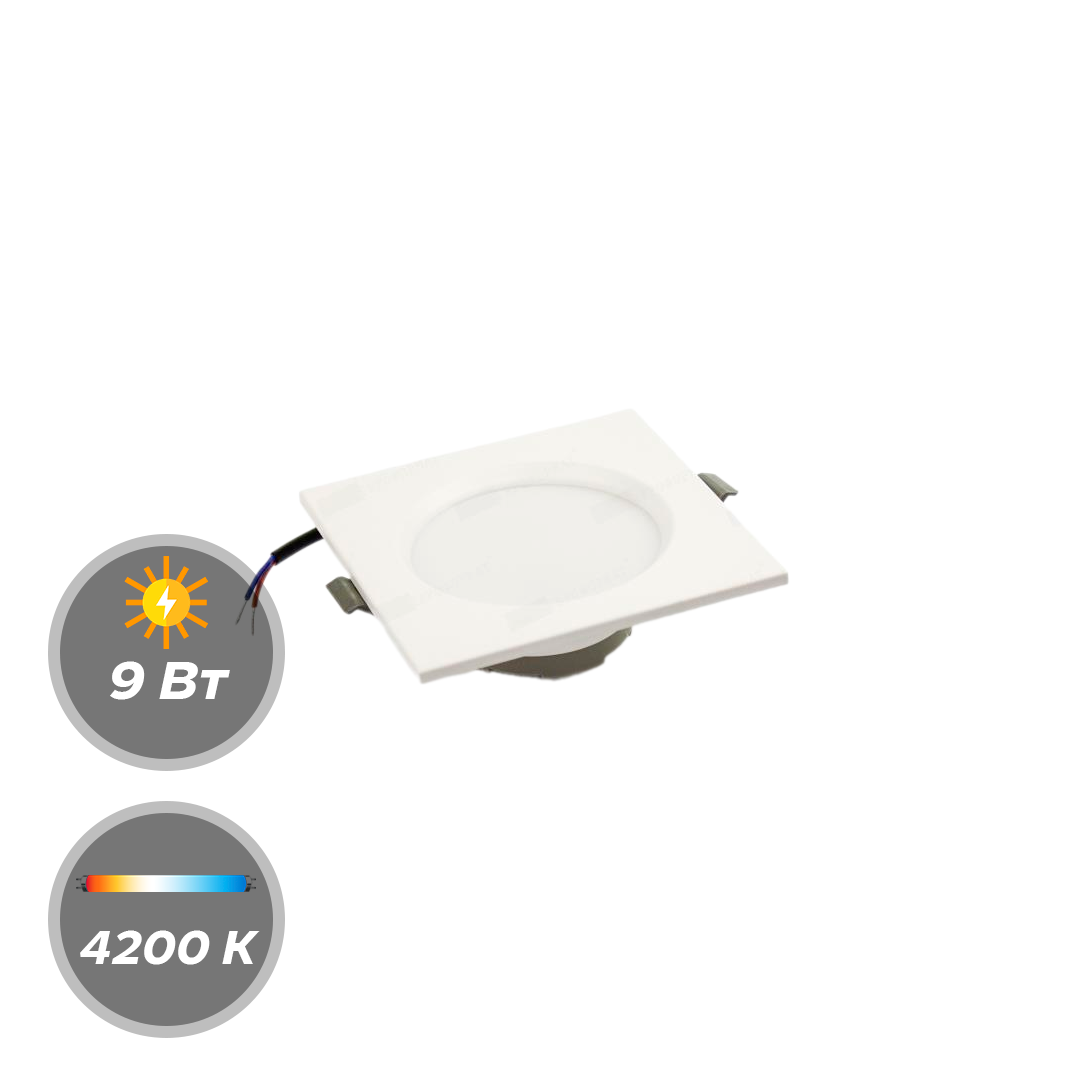 Панель LED 9W 4200К Квадрат PRACTIC Белая
