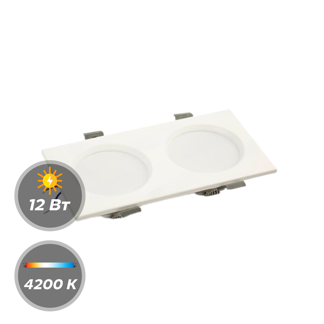 Панель LED 12W 4200К Квадрат PRACTIC DUO Белая